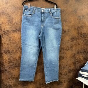 Crown & Ivy women 16 denim jeans high rise vintage straight‎ leg blue